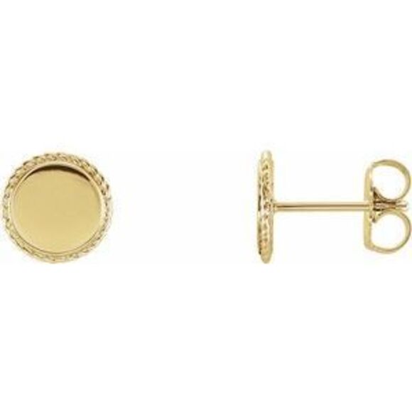 Kazi Luxury 14K Yellow Gold Engravable Rope Earrings